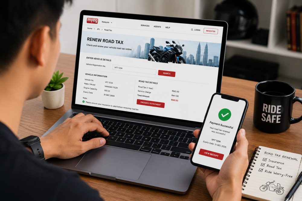 Steps in renewing motorcycle road tax