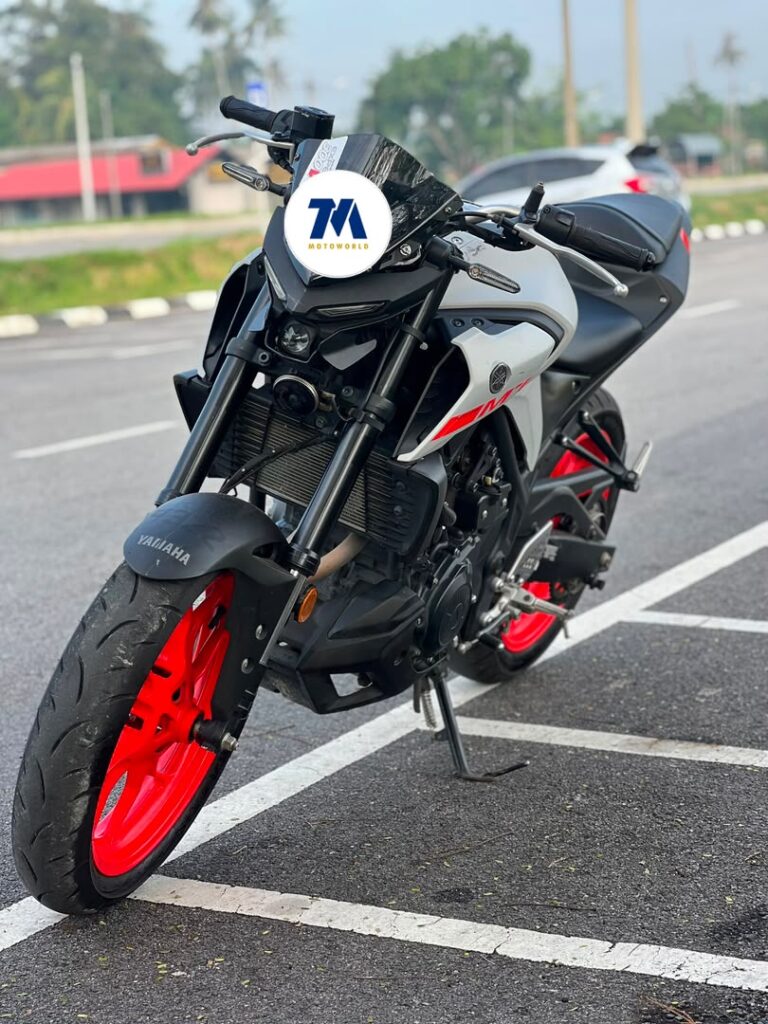 Front view of a Yamaha MT25 motorcycle