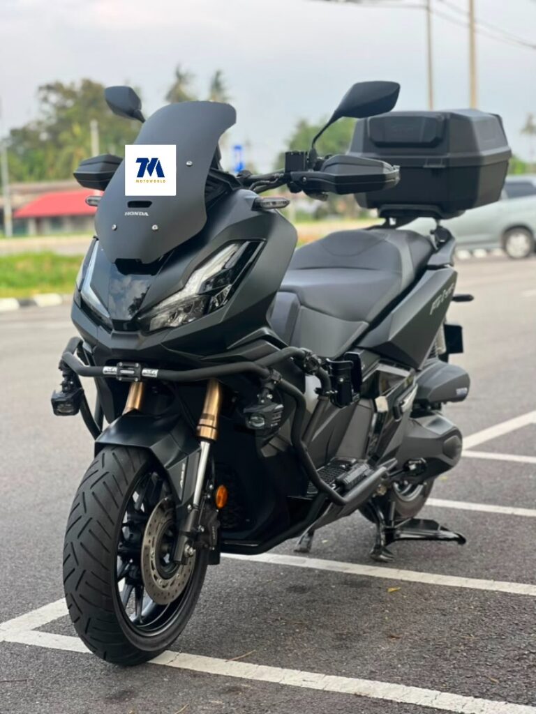 Front view of a black Honda ADV 350 motorcycle