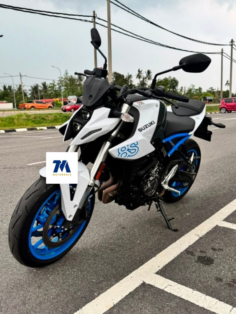 Suzuki Gsx-8s motorcycle facing the camera on a road