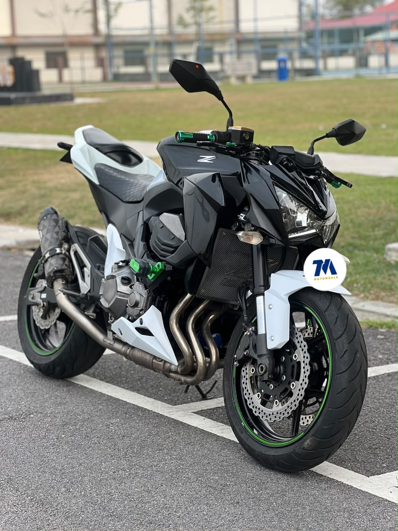 front view of a black and white motorcycle