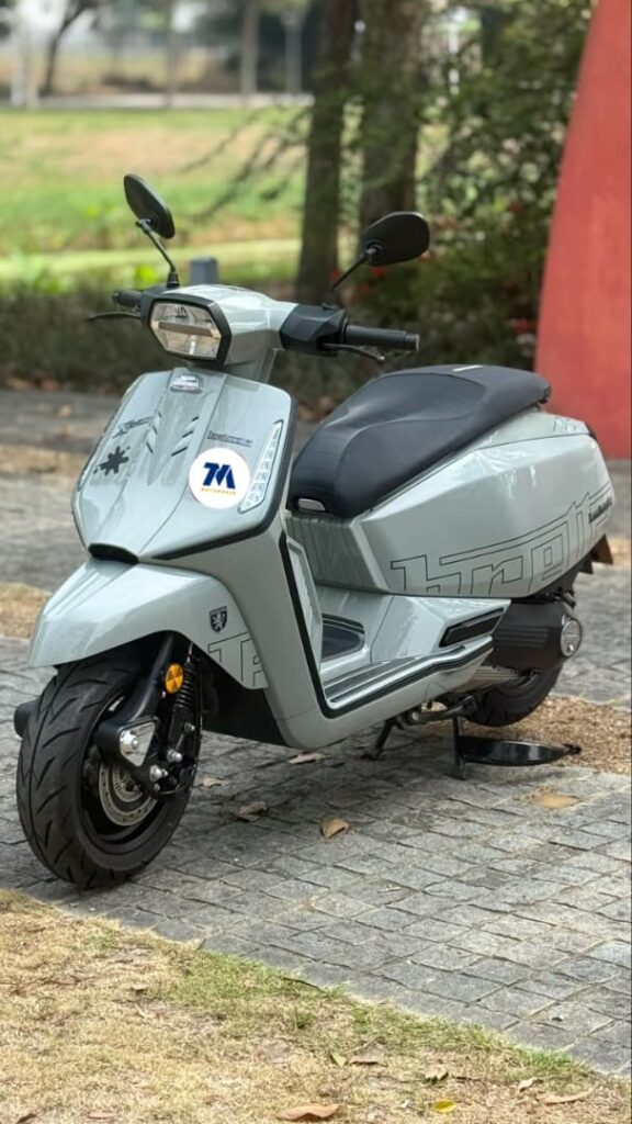 front 3/4 view of a Lambretta scooter