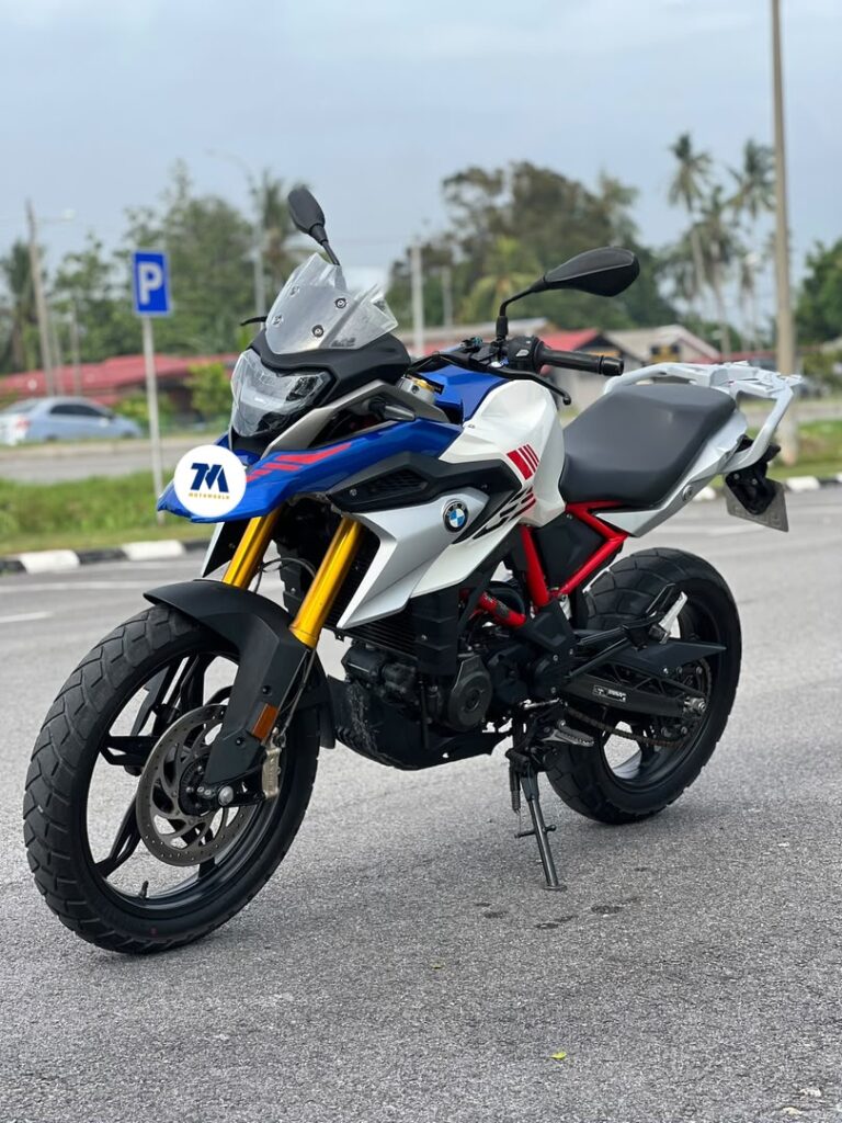front 3/4 view of BMW GS 310 motorcycle