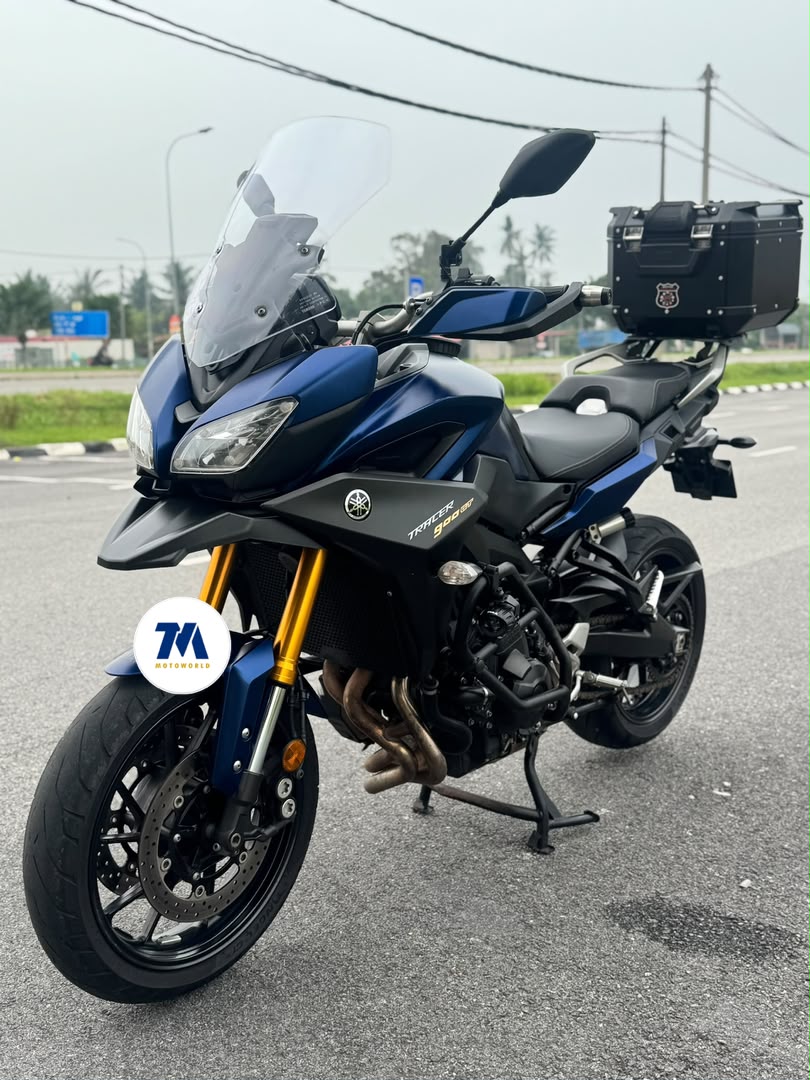 Front view of a Yamaha Tracer 900 GT V2 motorcycle