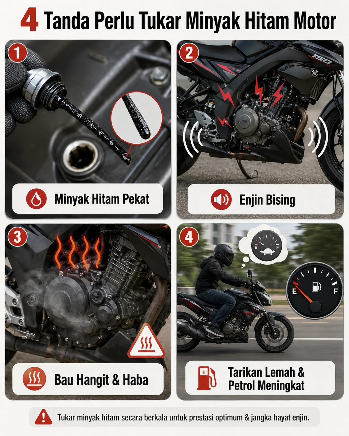 Bila perlu tukar minyak hitam motor