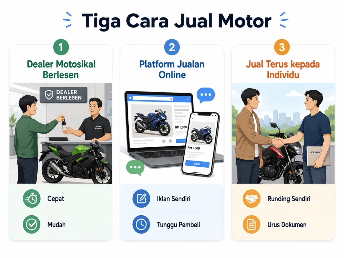 Tiga cara jual motor cepat anda boleh pilih